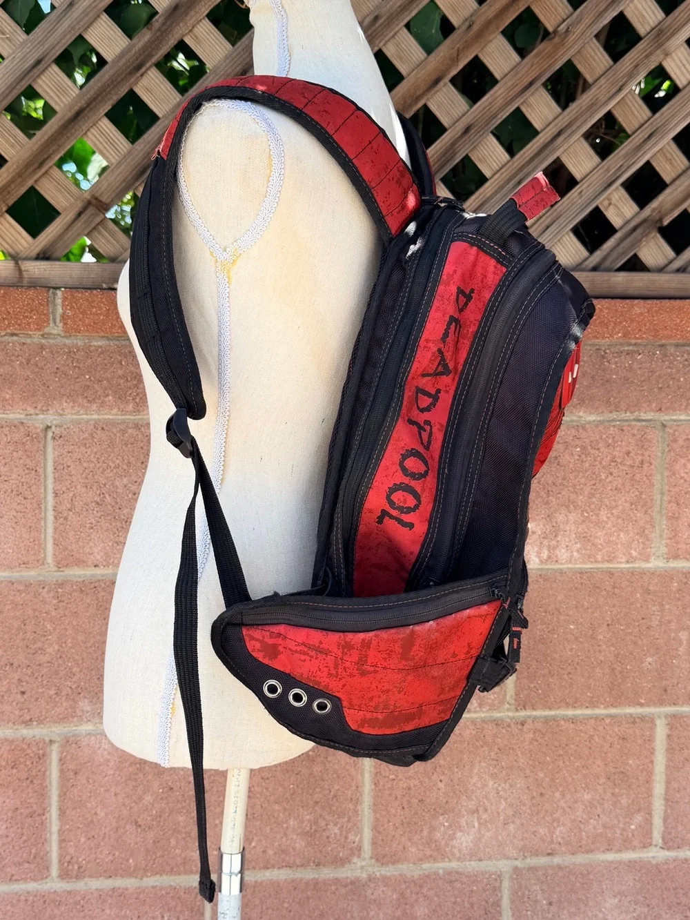 Marvel Deadpool Tactical Backpack FAIR CONDITION Large Bookbag Adjustable Straps